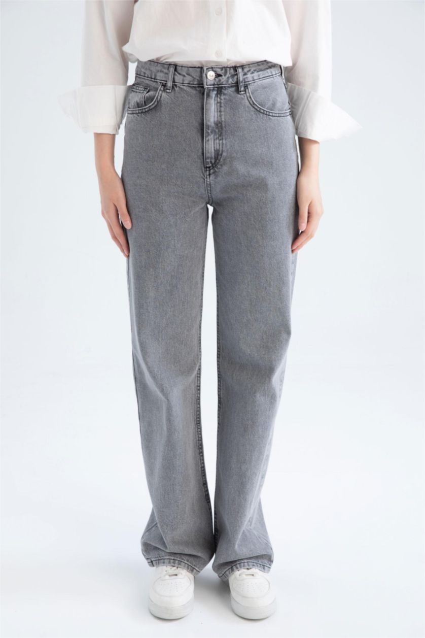 نساء رمادي High Waist Trousers