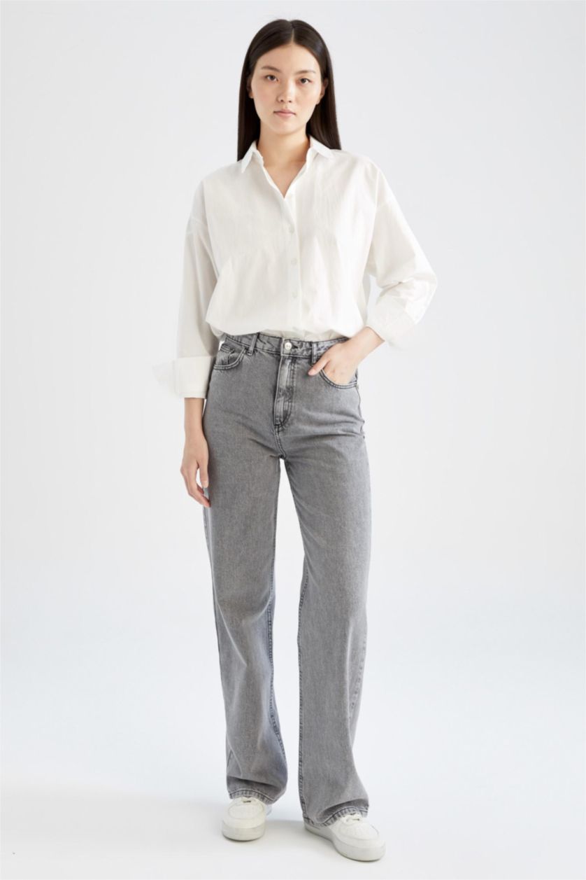 نساء رمادي High Waist Trousers