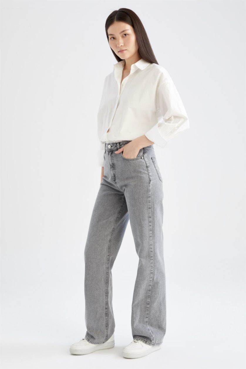 نساء رمادي High Waist Trousers