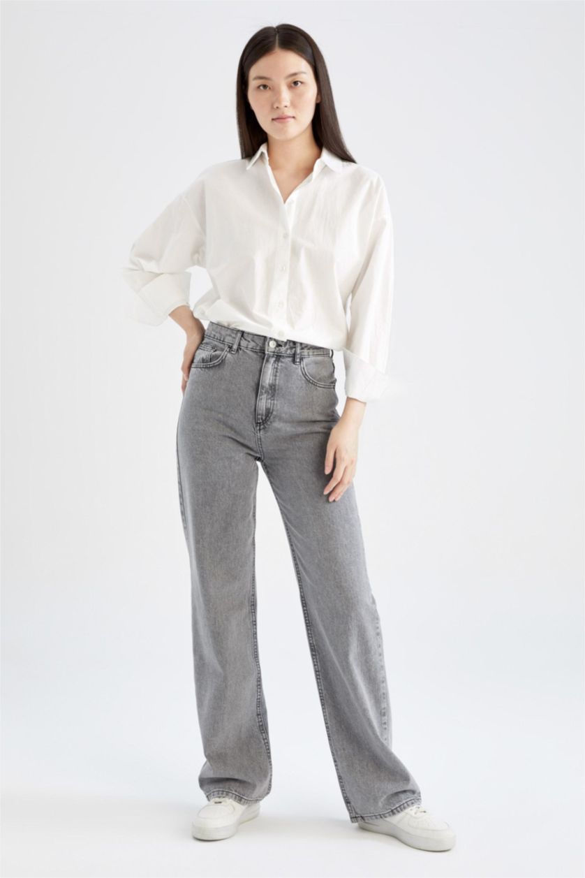 نساء رمادي High Waist Trousers