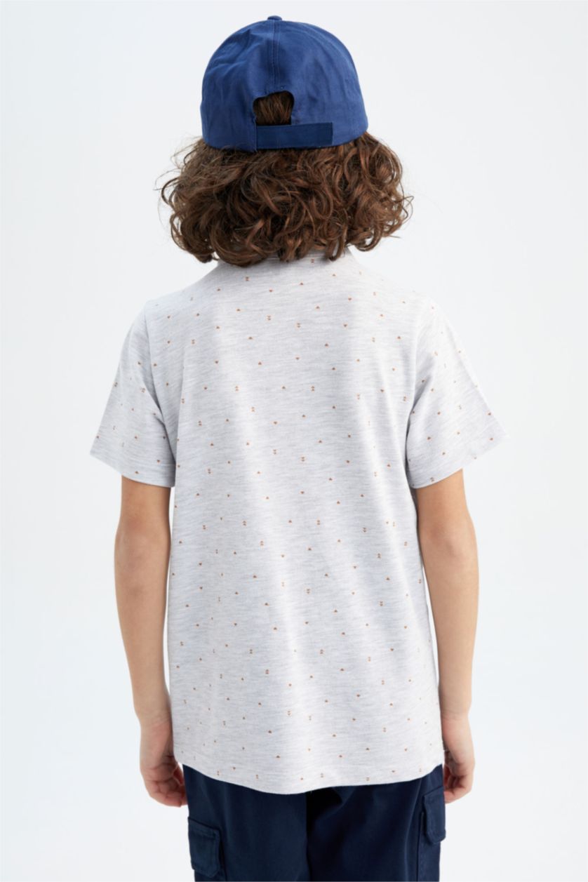 GARÇONS Gris Clair Polo à manches courtes Piquer Col De Bande Garçon