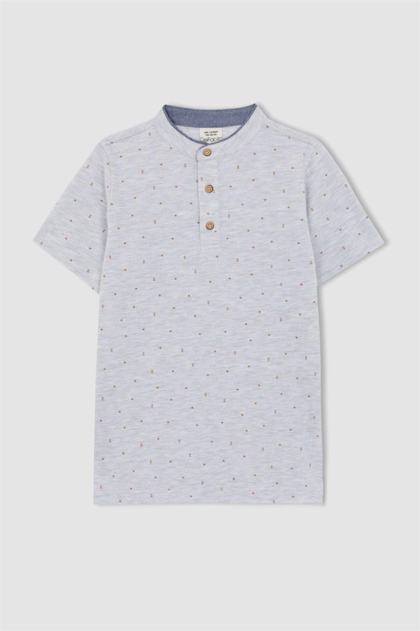 GARÇONS Gris Clair Polo à manches courtes Piquer Col De Bande Garçon