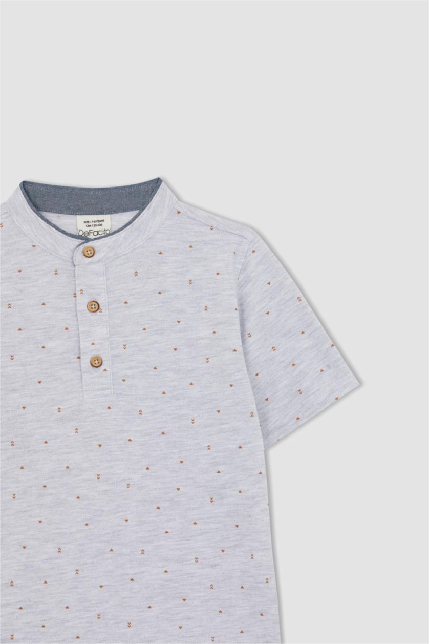 GARÇONS Gris Clair Polo à manches courtes Piquer Col De Bande Garçon