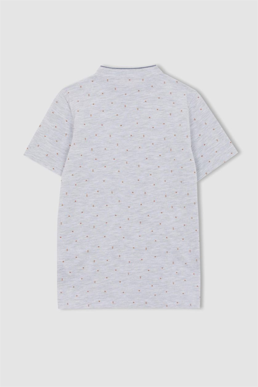 GARÇONS Gris Clair Polo à manches courtes Piquer Col De Bande Garçon