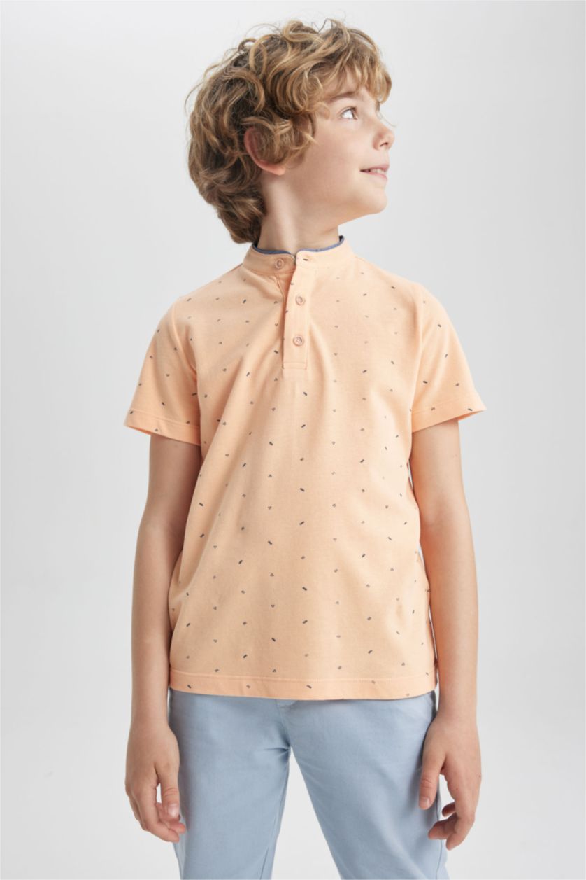 GARÇONS Orange Polo à manches courtes Piquer Col De Bande Garçon