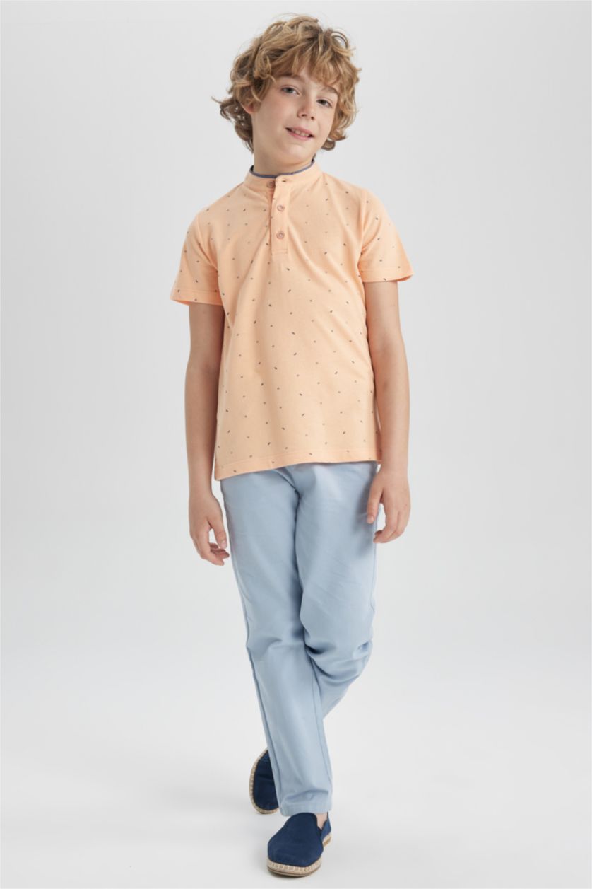 GARÇONS Orange Polo à manches courtes Piquer Col De Bande Garçon