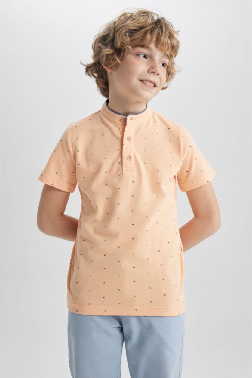 GARÇONS Orange Polo à manches courtes Piquer Col De Bande Garçon
