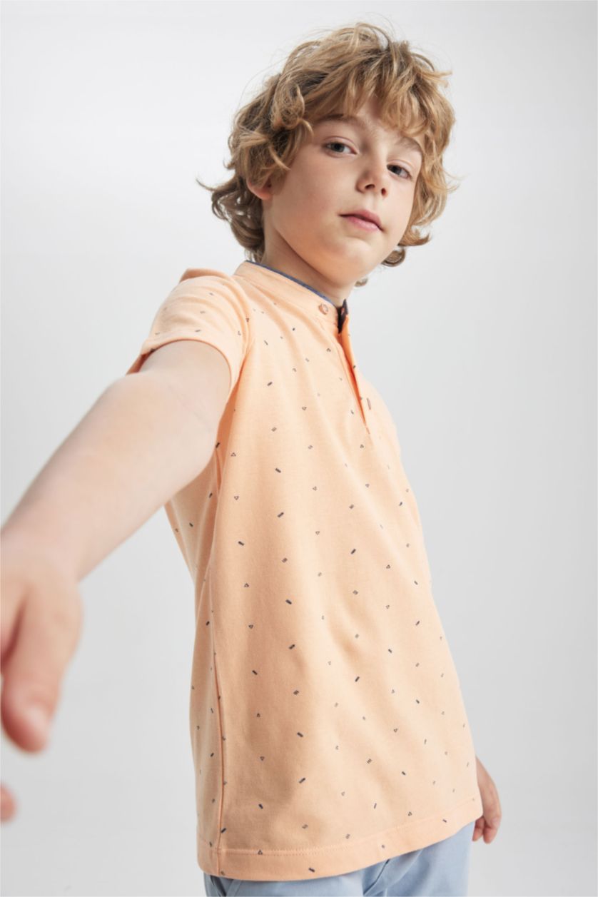 GARÇONS Orange Polo à manches courtes Piquer Col De Bande Garçon