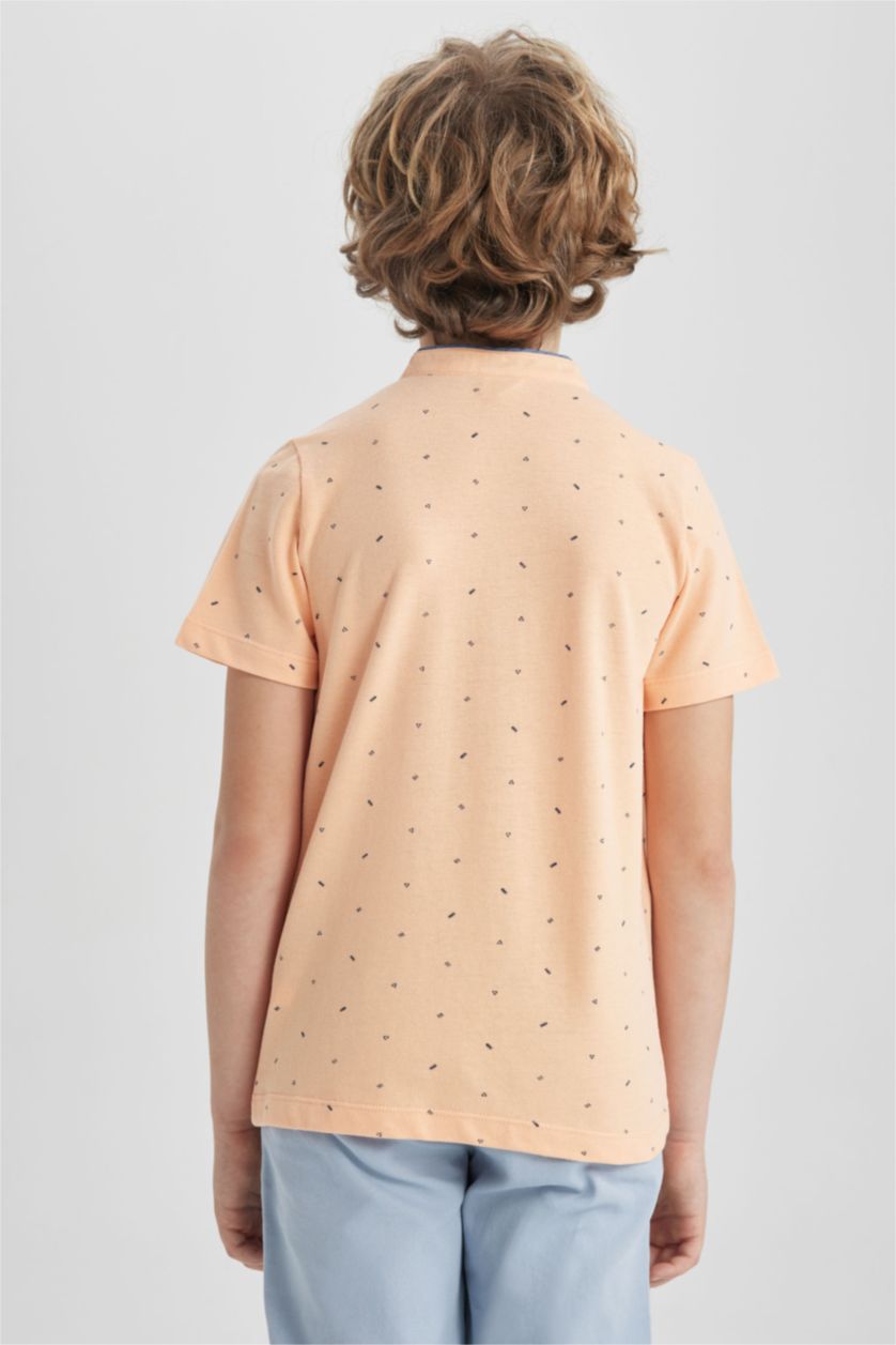 GARÇONS Orange Polo à manches courtes Piquer Col De Bande Garçon