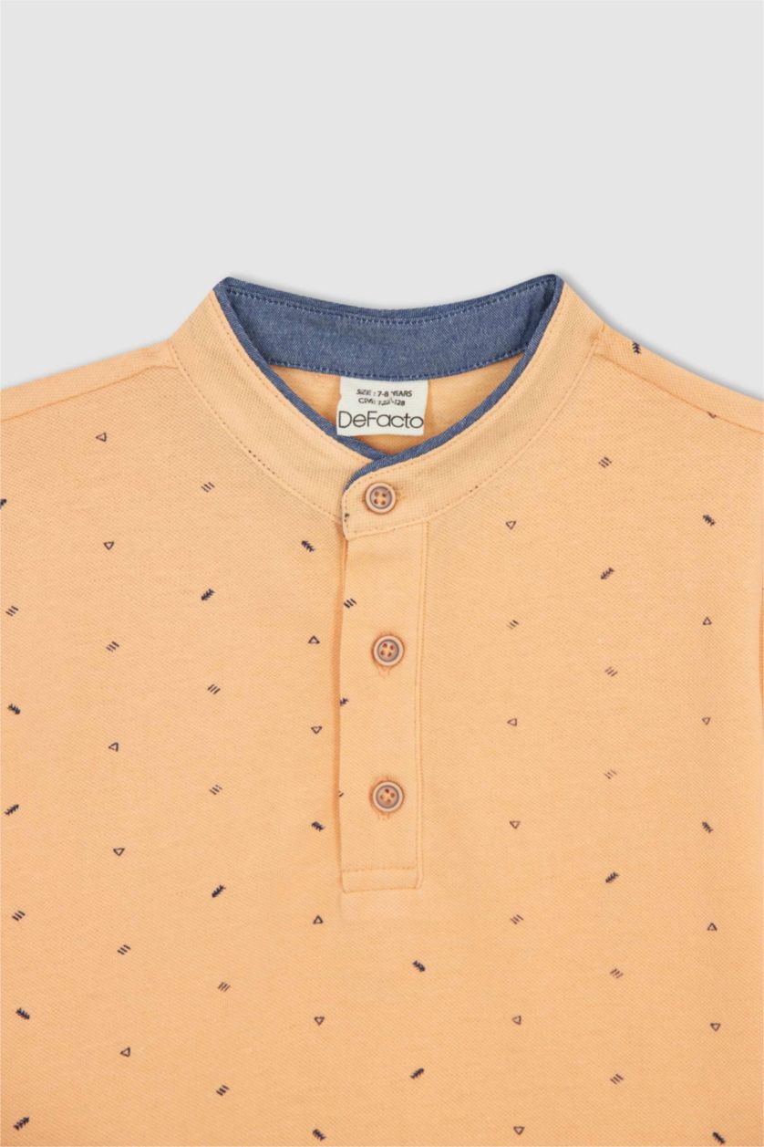 GARÇONS Orange Polo à manches courtes Piquer Col De Bande Garçon