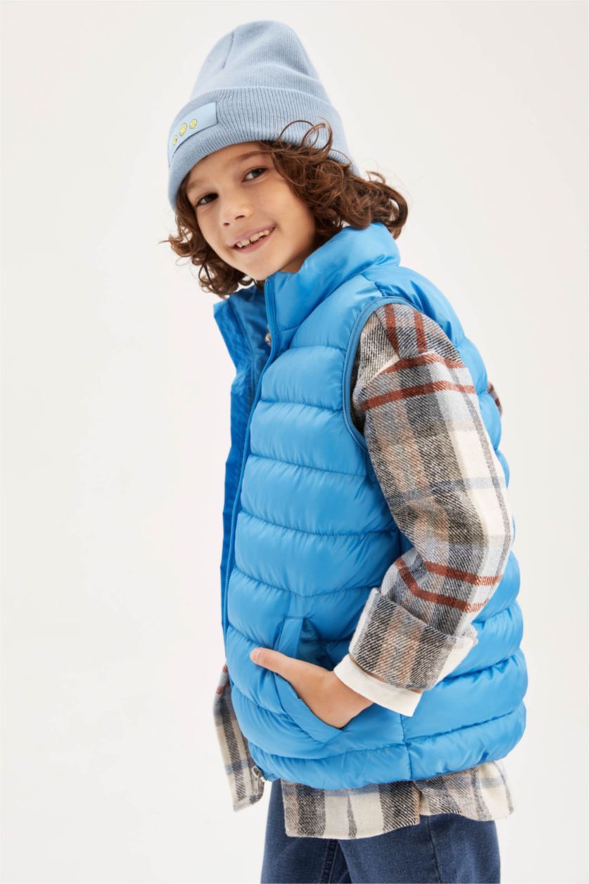 GARÇONS BLEU Clair Gilet sans manches imperméable à col montant pour garçon