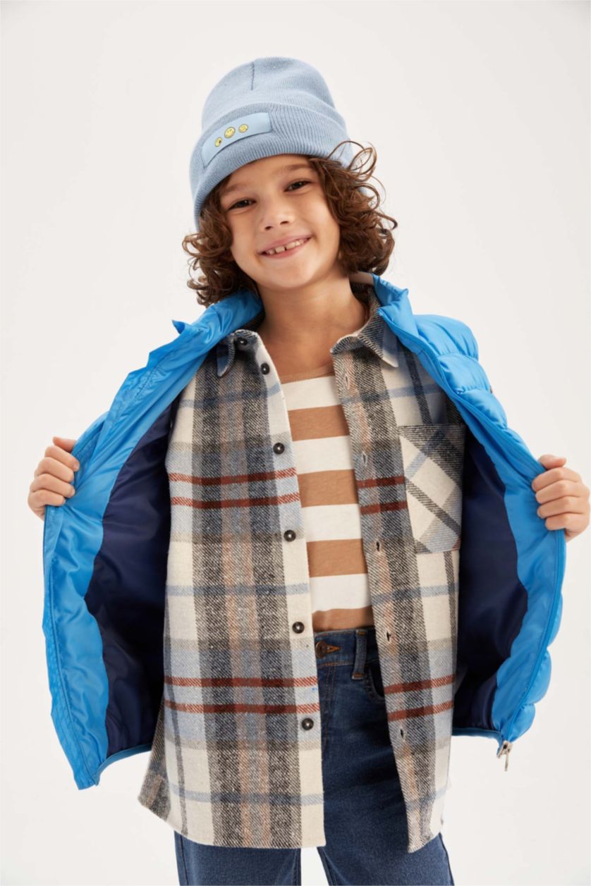 GARÇONS BLEU Clair Gilet sans manches imperméable à col montant pour garçon