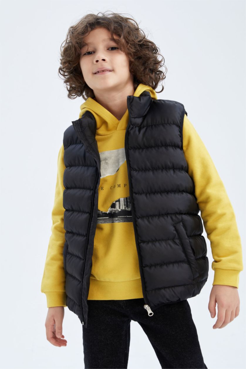 Young Boys - Teen Boys Black Boys Water Repellent Stand Collar Inflatable Vest