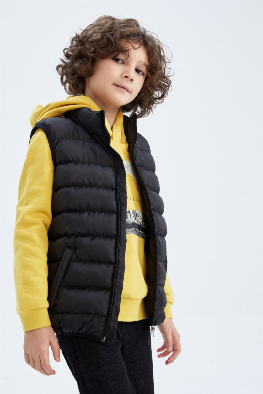 Young Boys - Teen Boys Black Boys Water Repellent Stand Collar Inflatable Vest