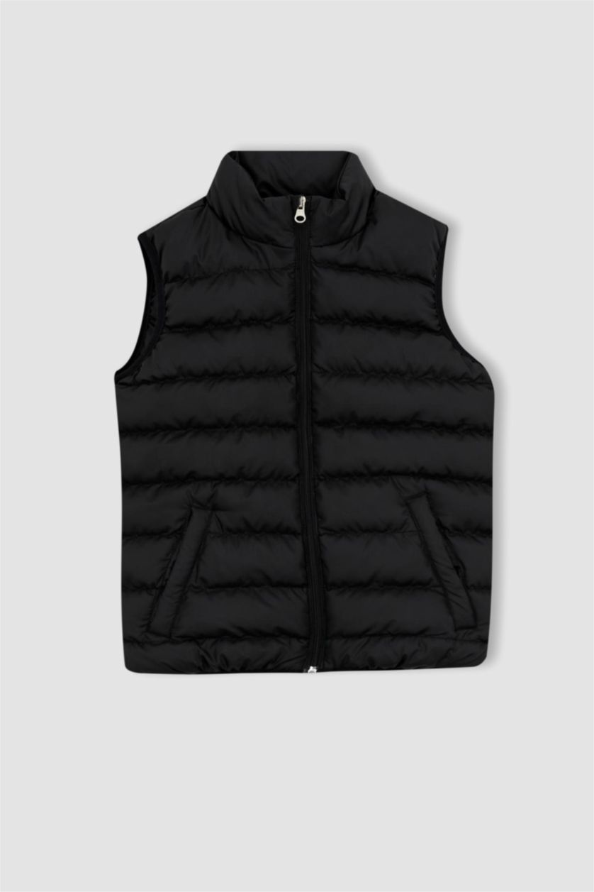 Young Boys - Teen Boys Black Boys Water Repellent Stand Collar Inflatable Vest