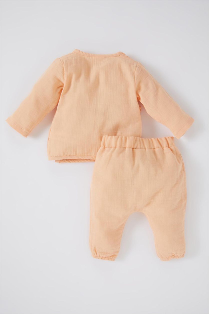 BABY GIRL Light Pink Baby Girl Muslin Long Sleeve Top Bottom 2 Piece Set