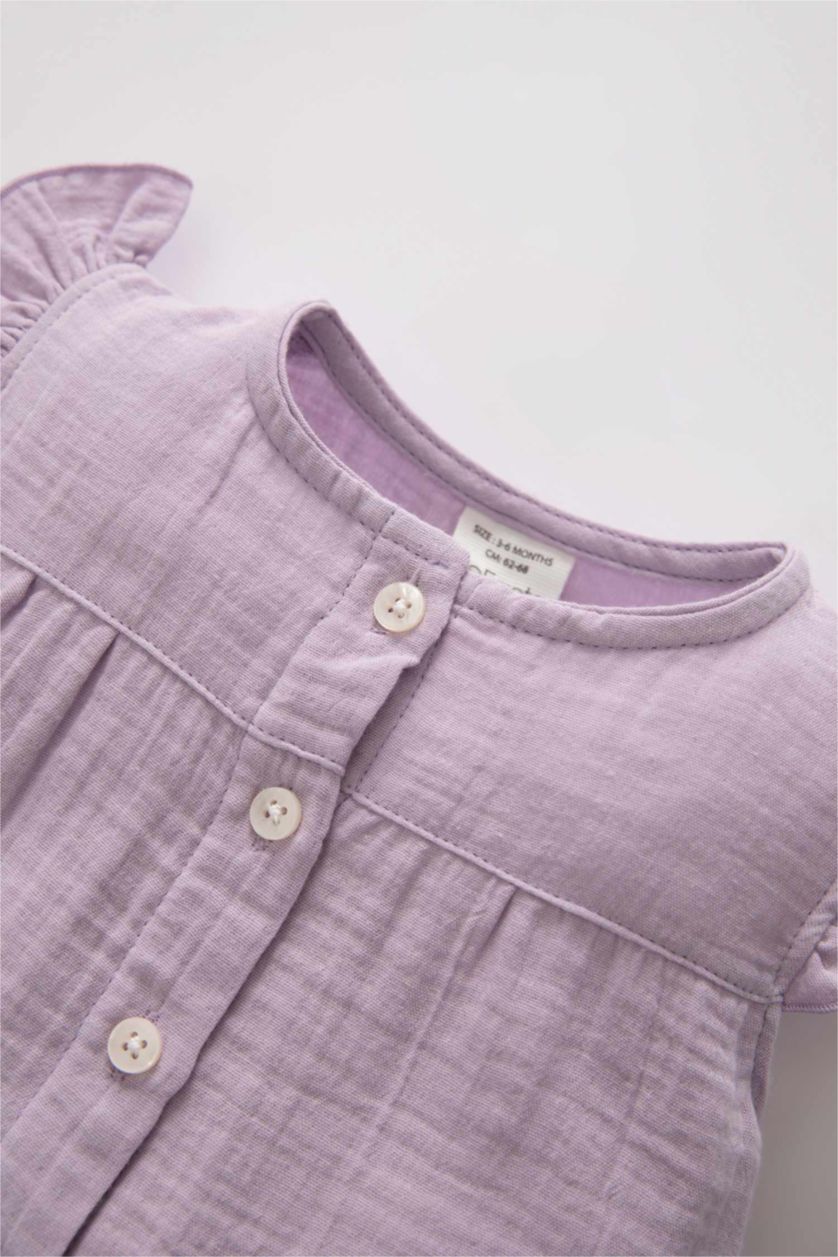 طفلة صغيرة أرجواني فاتح أوفر بناتي موسلين