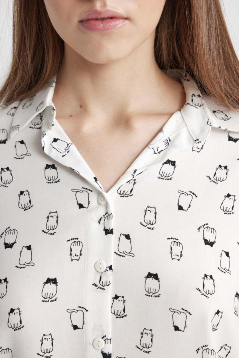WOMAN White Patterned Short Sleeve Shirt