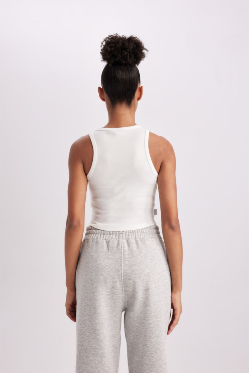 FEMME Écru Top crop en coton NBA Chicago Bulls