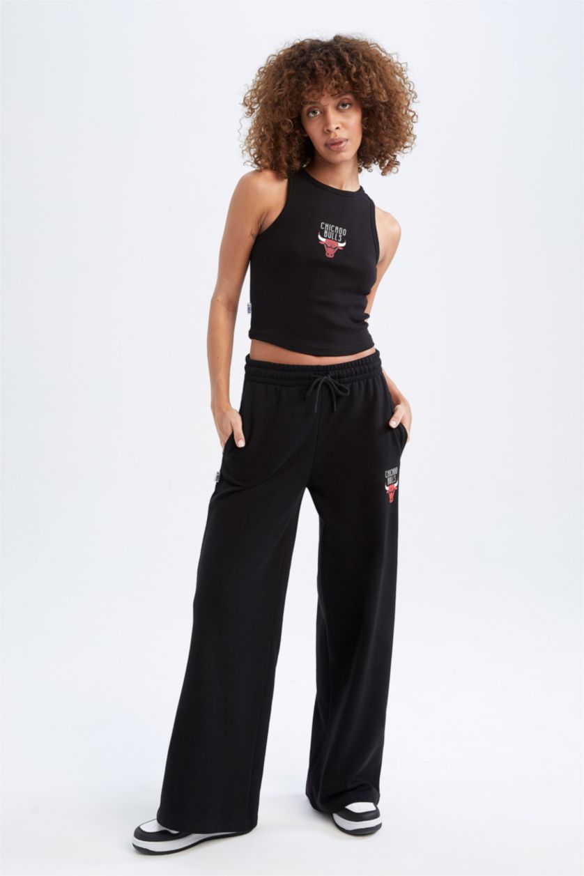 FEMME Noir Top crop en coton NBA Chicago Bulls de DeFacto Fit
