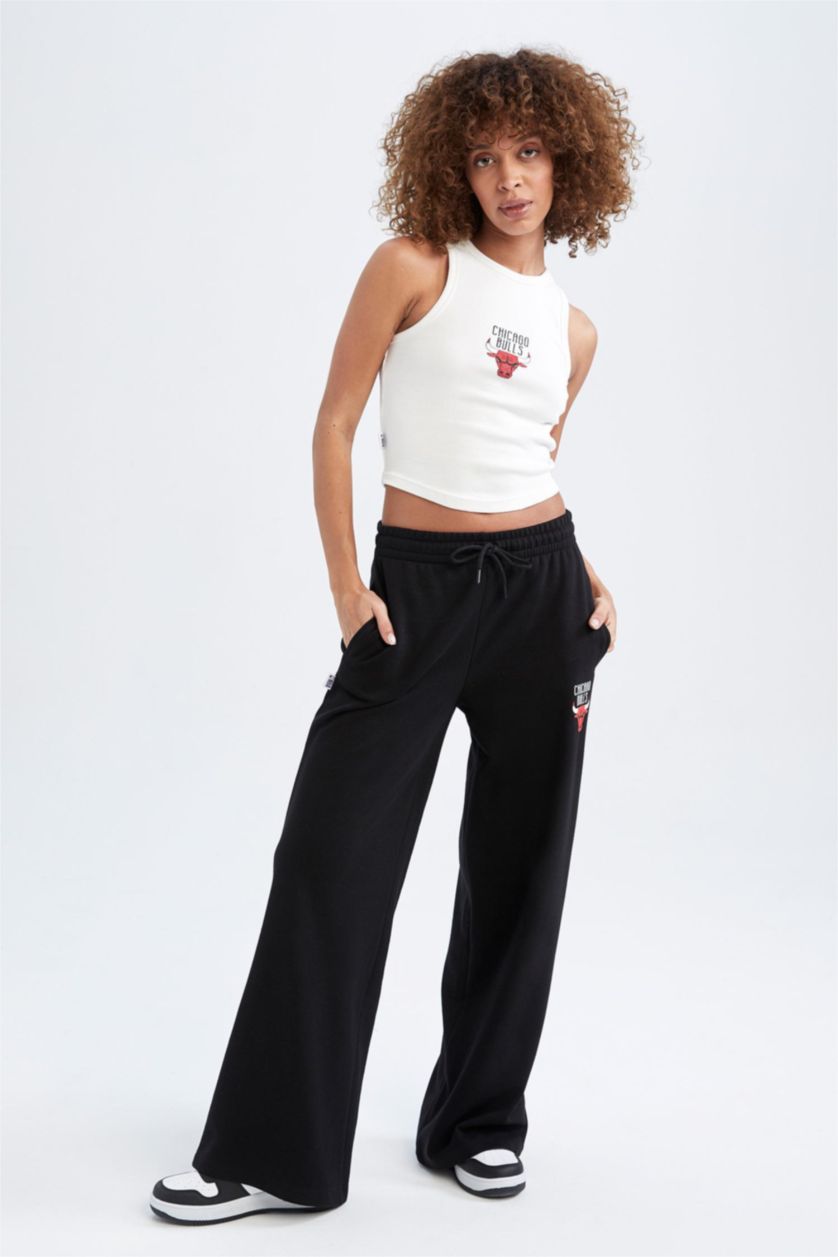 WOMAN Black Defacto Fit NBA Chicago Bulls Wide Leg Sweatpants