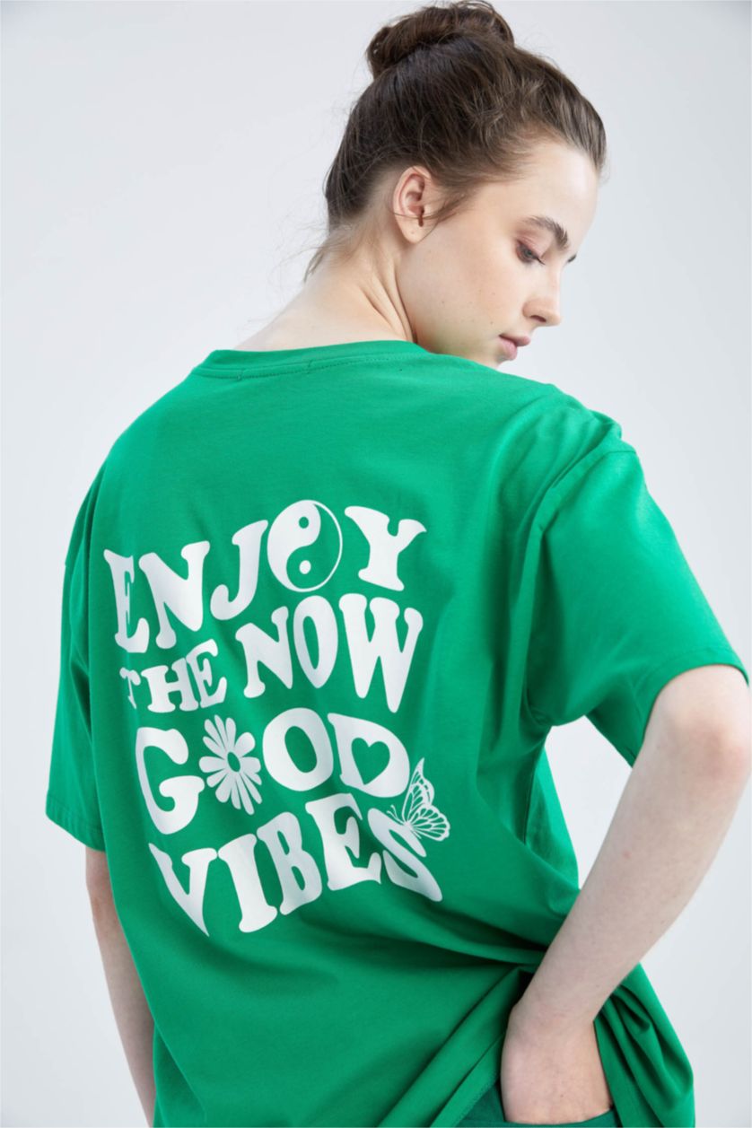 WOMAN Green Oversize Fit Short Sleeve T-Shirt