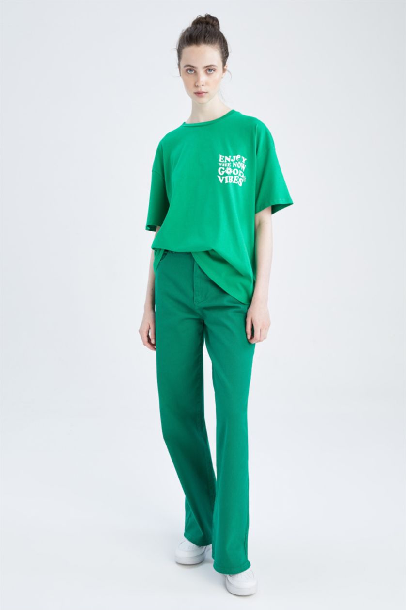 WOMAN Green Oversize Fit Short Sleeve T-Shirt
