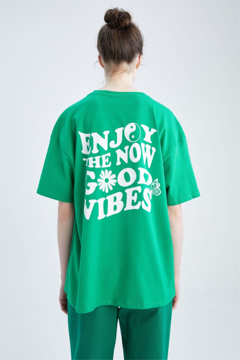 WOMAN Green Oversize Fit Short Sleeve T-Shirt