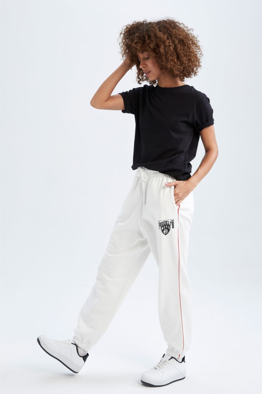 FEMME Écru Nba Brooklyn Nets Pantalon De Survêtement Coupe Oversize À Bande Élastique