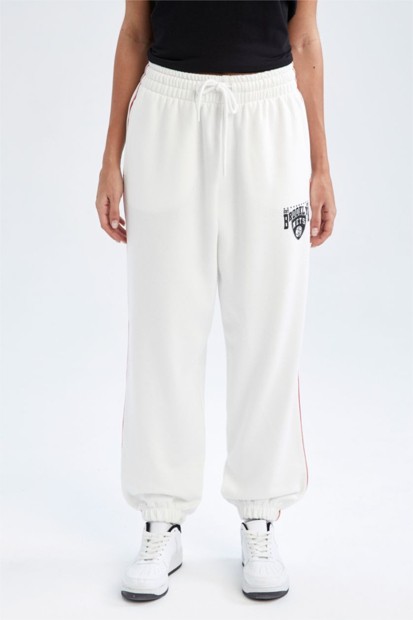 FEMME Écru Nba Brooklyn Nets Pantalon De Survêtement Coupe Oversize À Bande Élastique