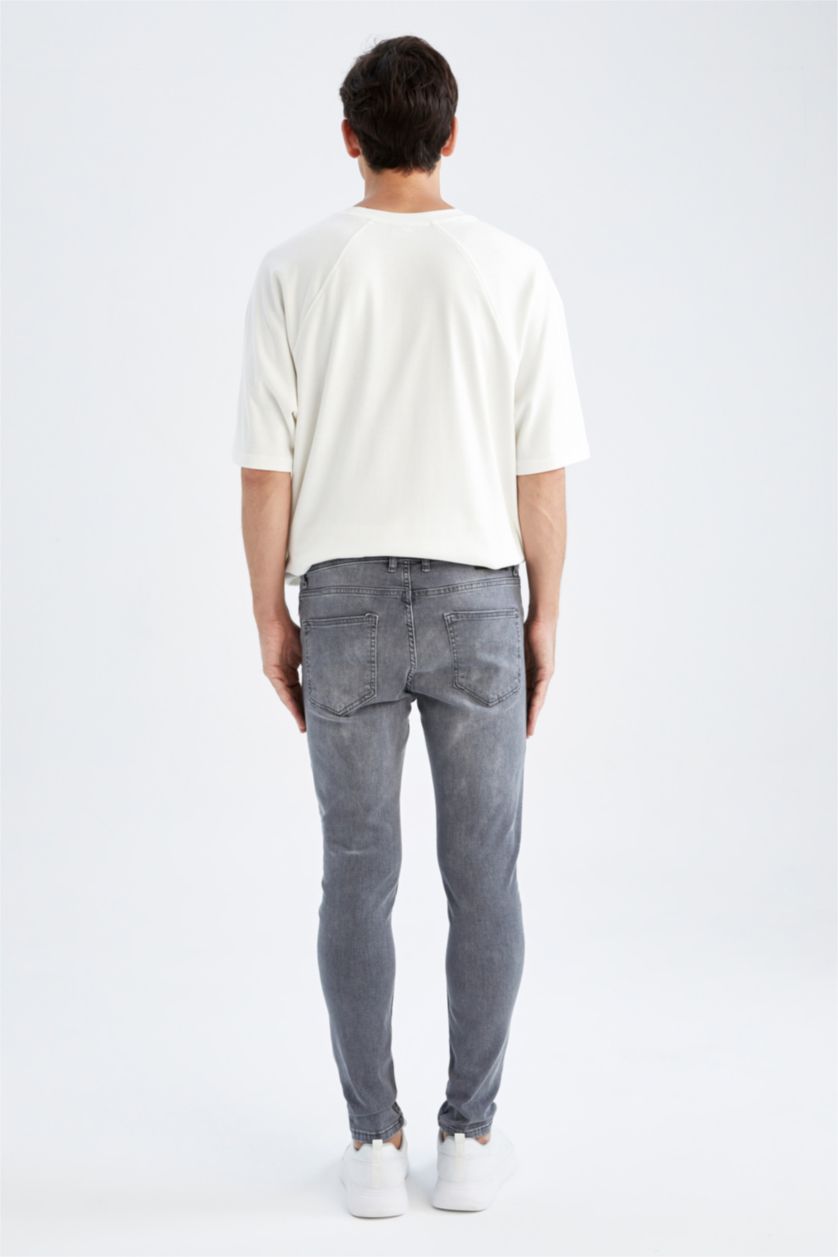 MAN Grey Super Skinny Extra Tight Fit Normal Waist Jeans