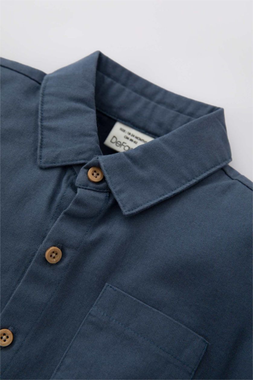 Erkek Bebek Mavi Erkek Bebek Gabardin Uzun Kollu Gömlek