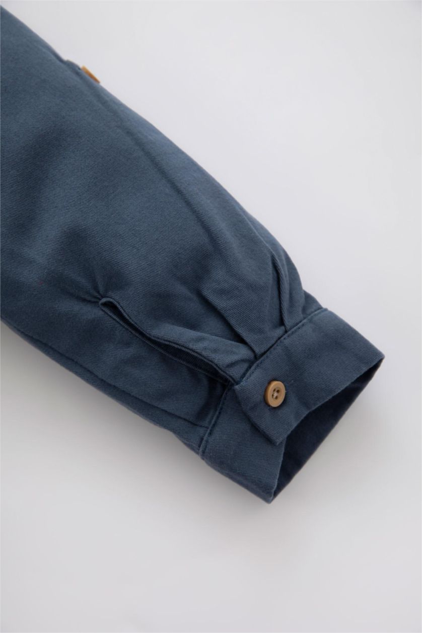 Erkek Bebek Mavi Erkek Bebek Gabardin Uzun Kollu Gömlek