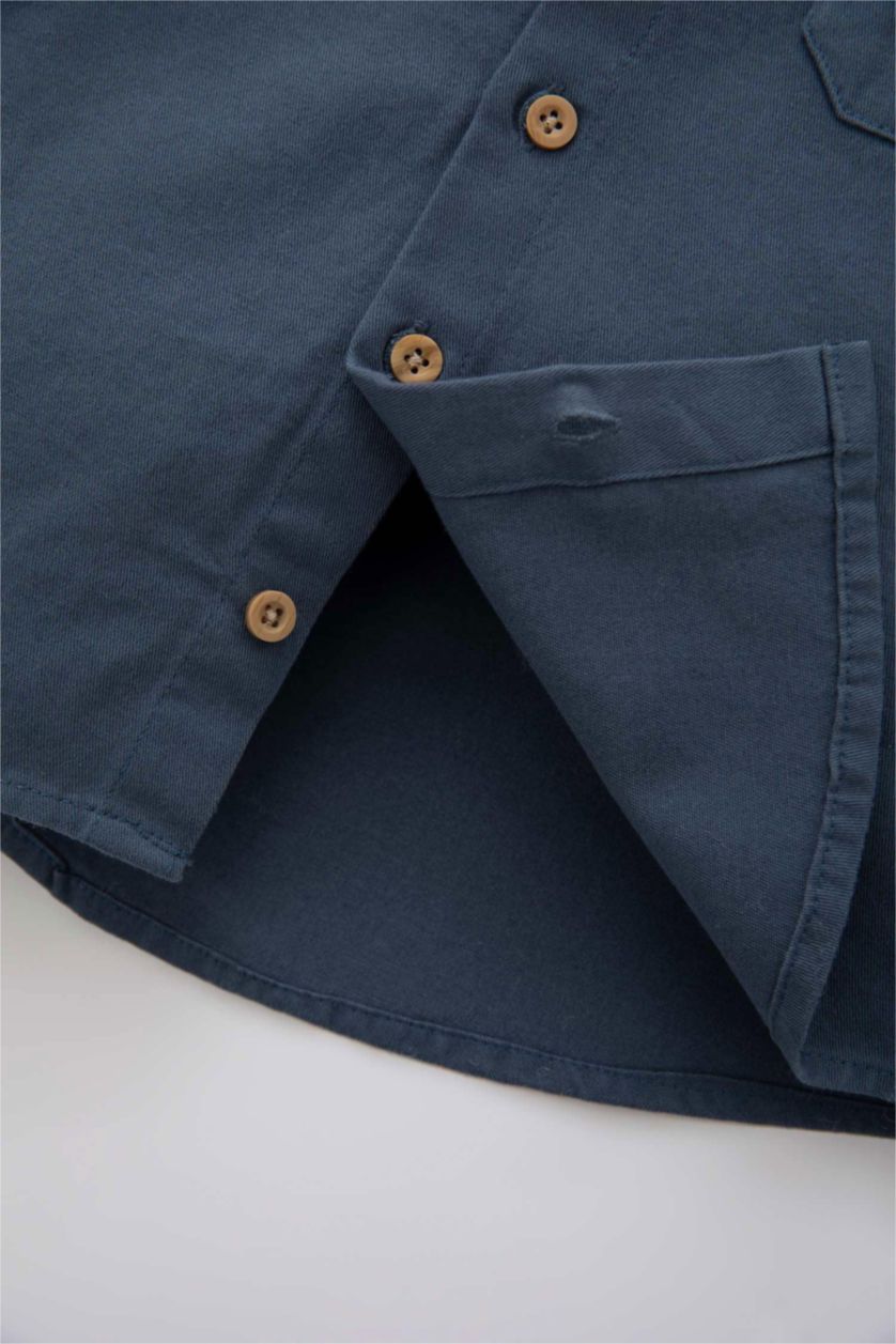 Erkek Bebek Mavi Erkek Bebek Gabardin Uzun Kollu Gömlek