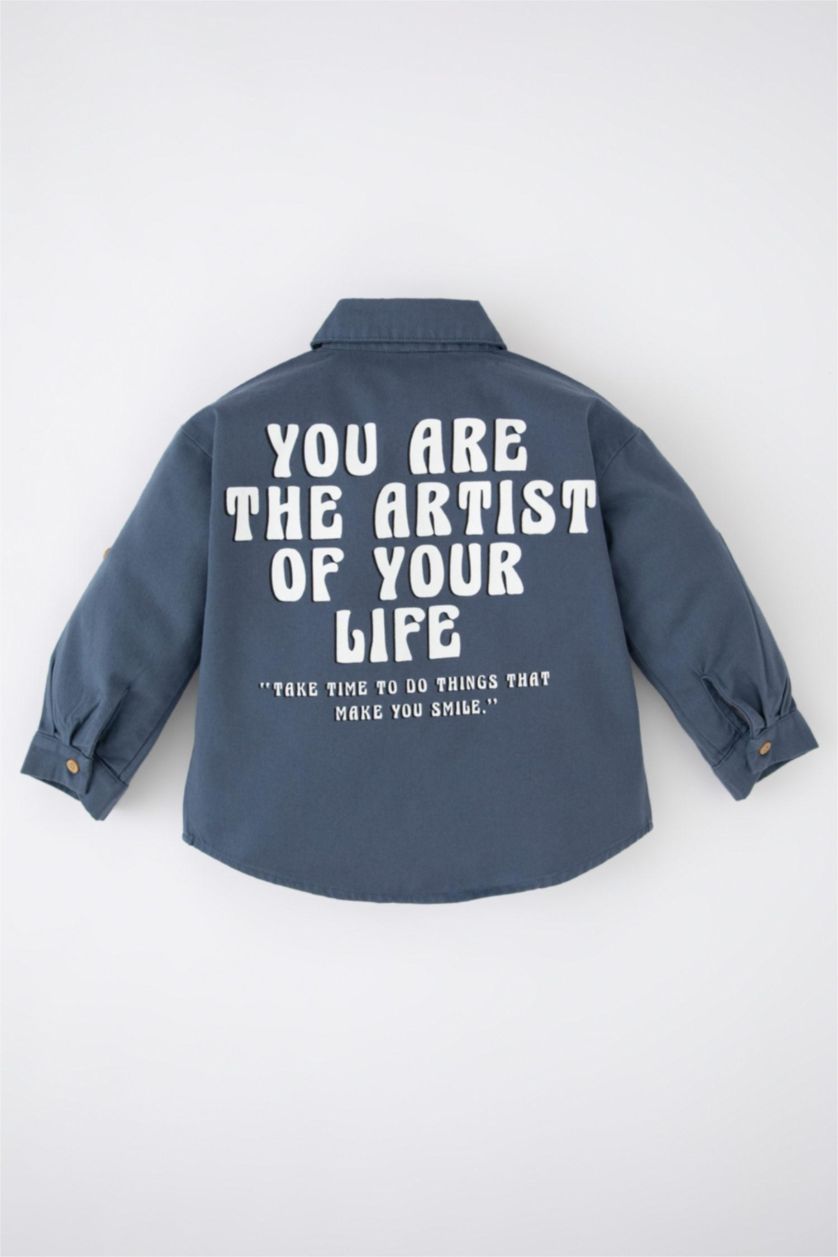 Erkek Bebek Mavi Erkek Bebek Gabardin Uzun Kollu Gömlek