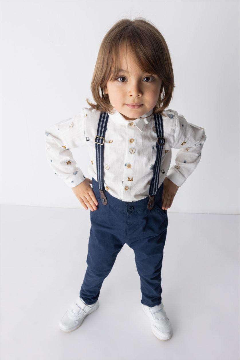 Erkek Bebek Ekru Erkek Bebek Uzun Kollu Gömlek