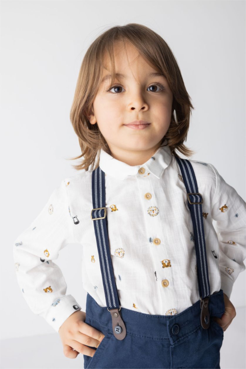 Erkek Bebek Ekru Erkek Bebek Uzun Kollu Gömlek