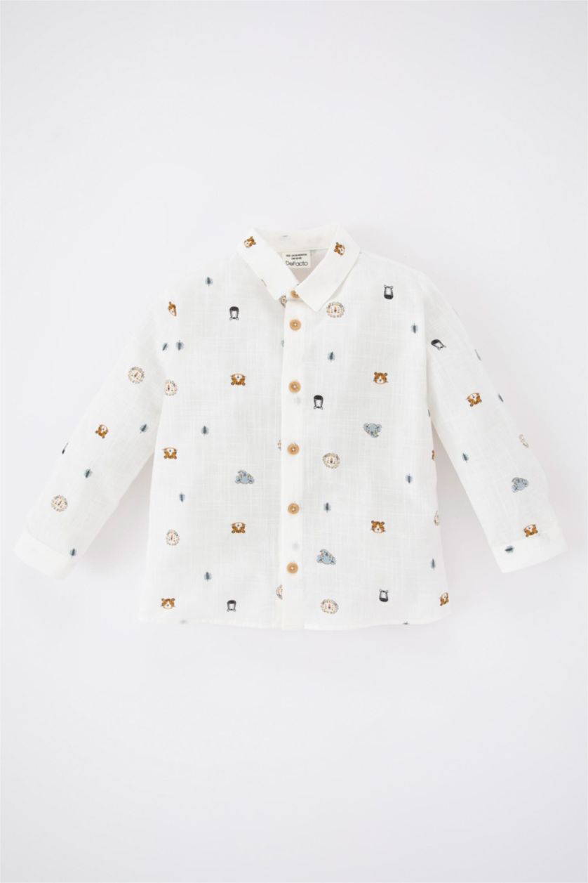 Erkek Bebek Ekru Erkek Bebek Uzun Kollu Gömlek