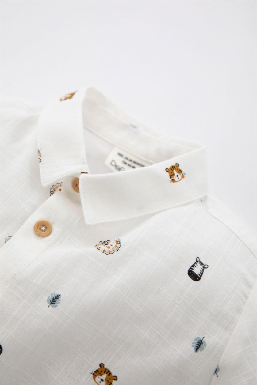 Erkek Bebek Ekru Erkek Bebek Uzun Kollu Gömlek