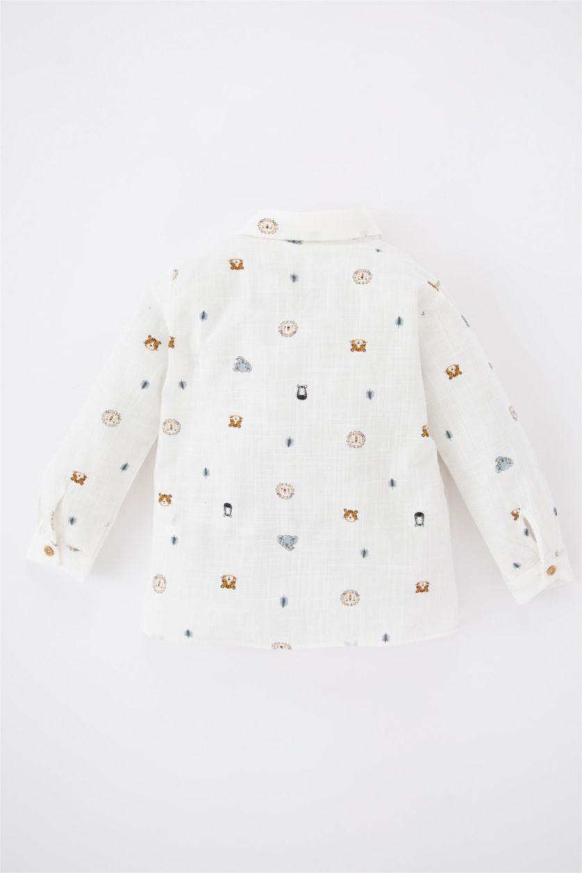 Erkek Bebek Ekru Erkek Bebek Uzun Kollu Gömlek