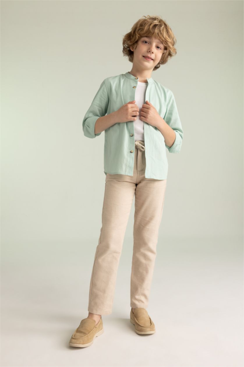 أولاد بيج سروال من مزيج الكتان قصة عادية ستاندارت