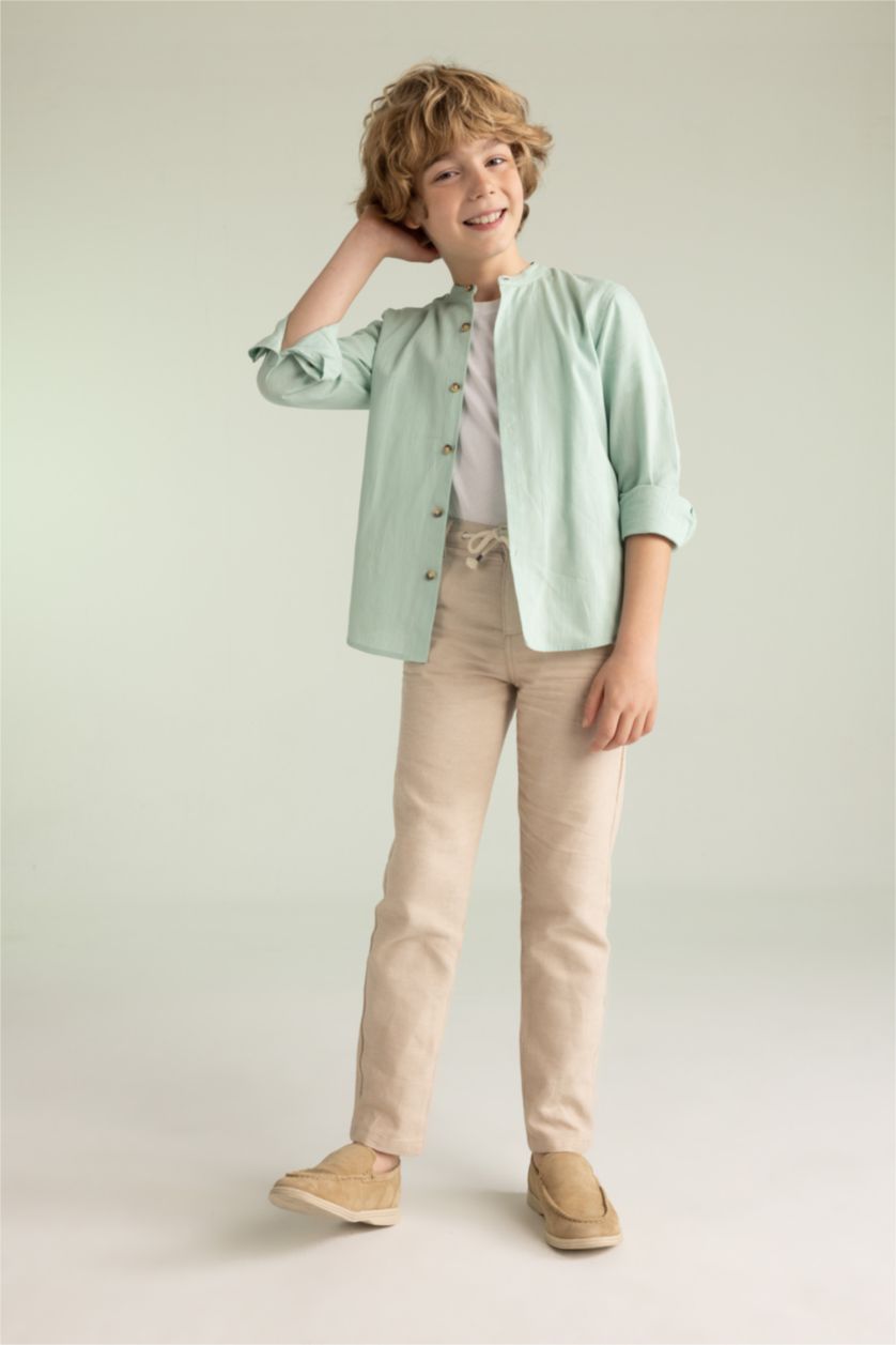 أولاد بيج سروال من مزيج الكتان قصة عادية ستاندارت