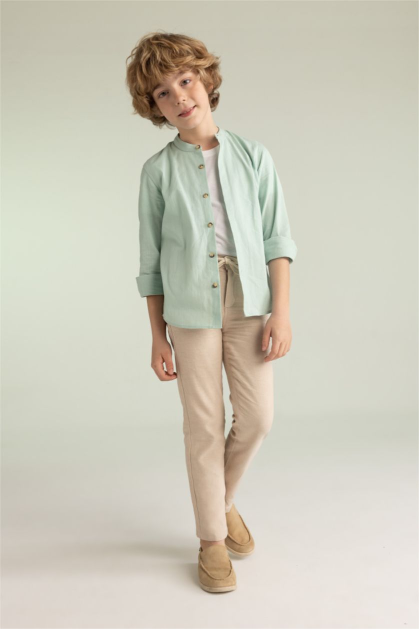 أولاد بيج سروال من مزيج الكتان قصة عادية ستاندارت