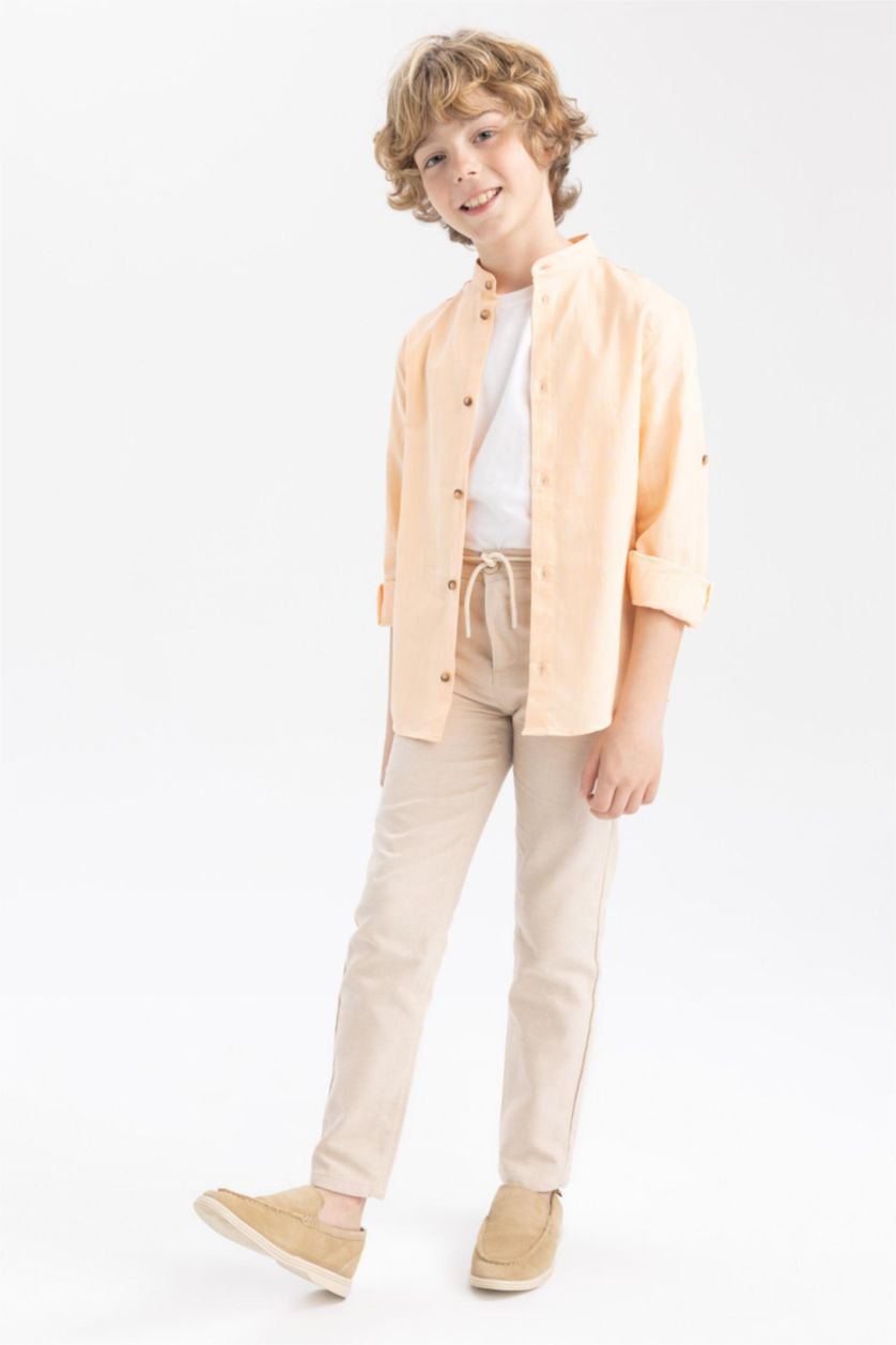 أولاد بيج سروال من مزيج الكتان قصة عادية ستاندارت