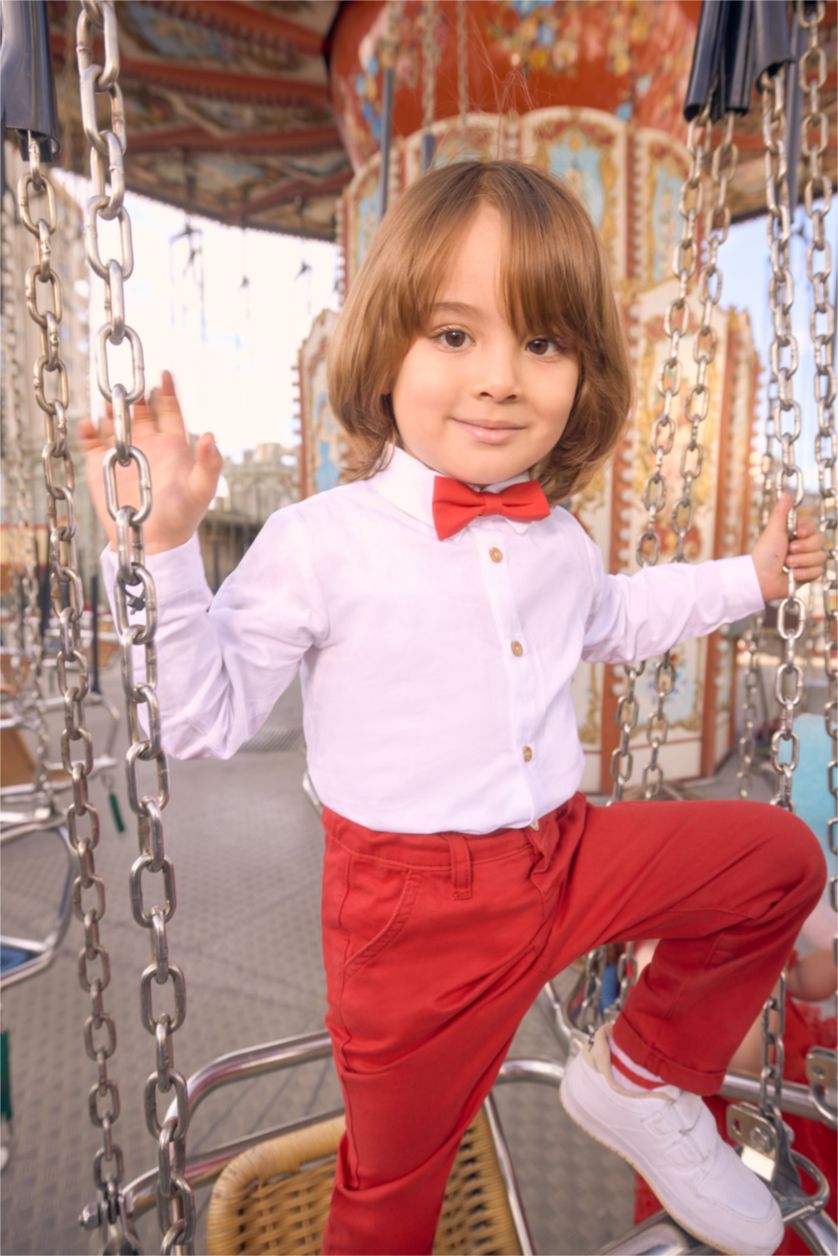 BÉBÉ GARÇON Blanc Chemise blanche à manches longues et Papillon pour bébé garçon