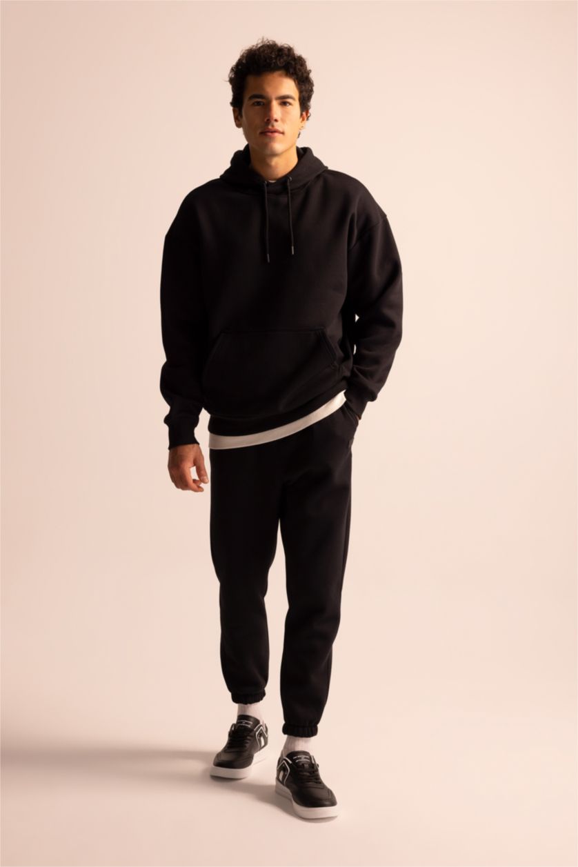 MAN Black Oversize Fit Hoodie Sweatshirt