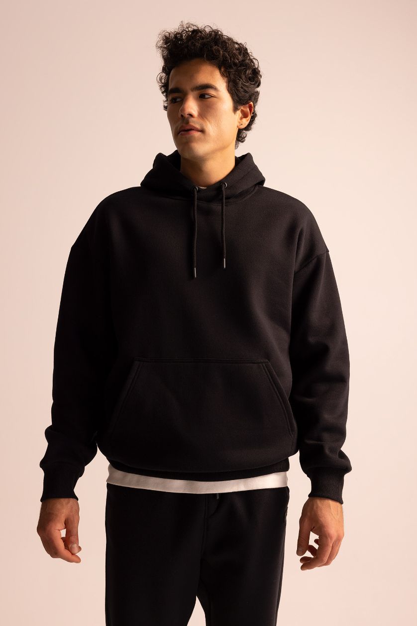 MAN Black Oversize Fit Hoodie Sweatshirt
