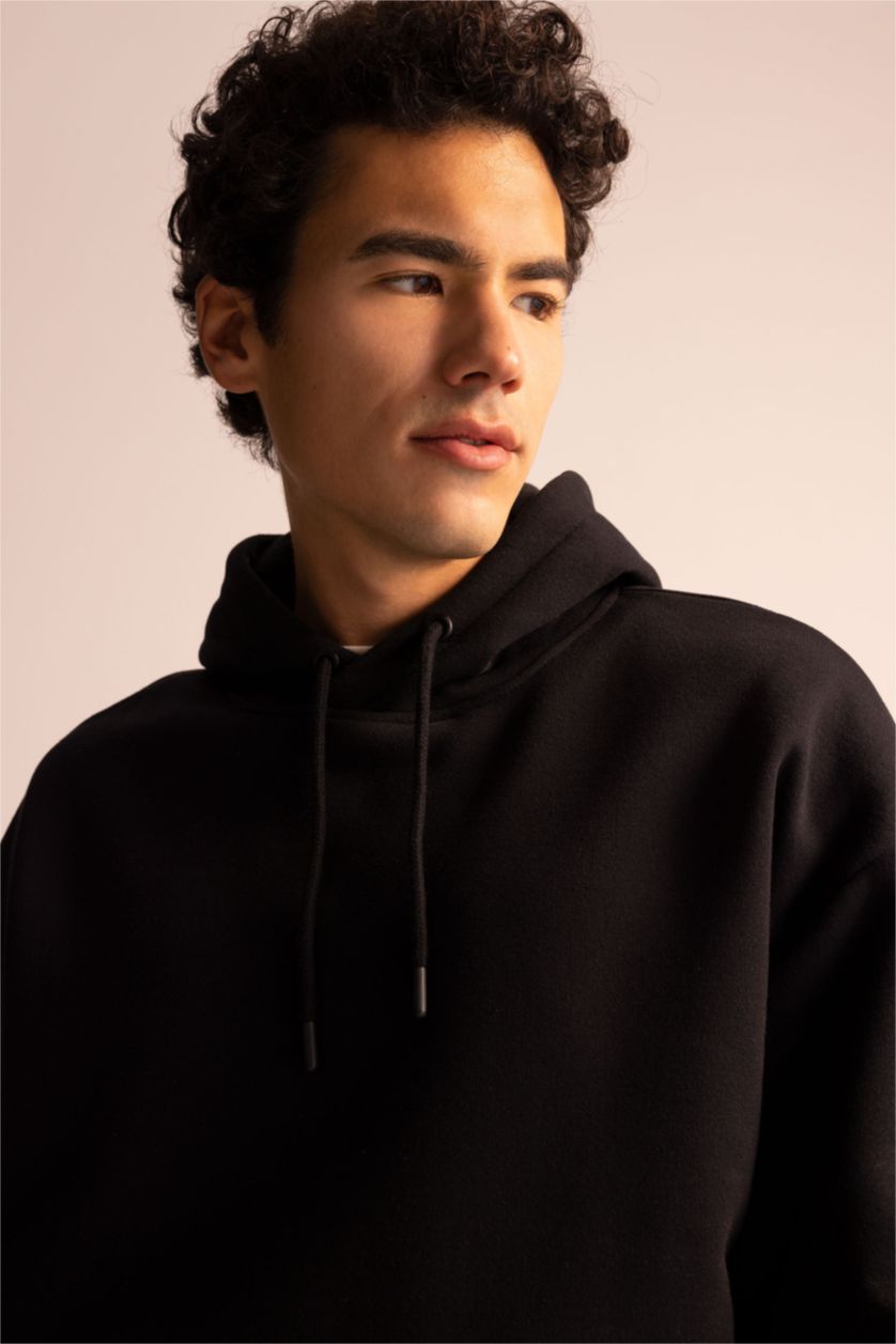 MAN Black Oversize Fit Hoodie Sweatshirt