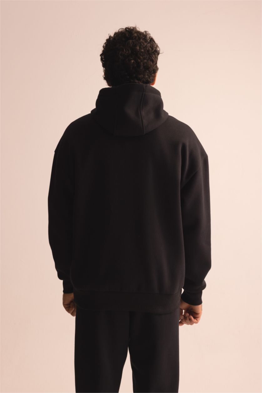 MAN Black Oversize Fit Hoodie Sweatshirt