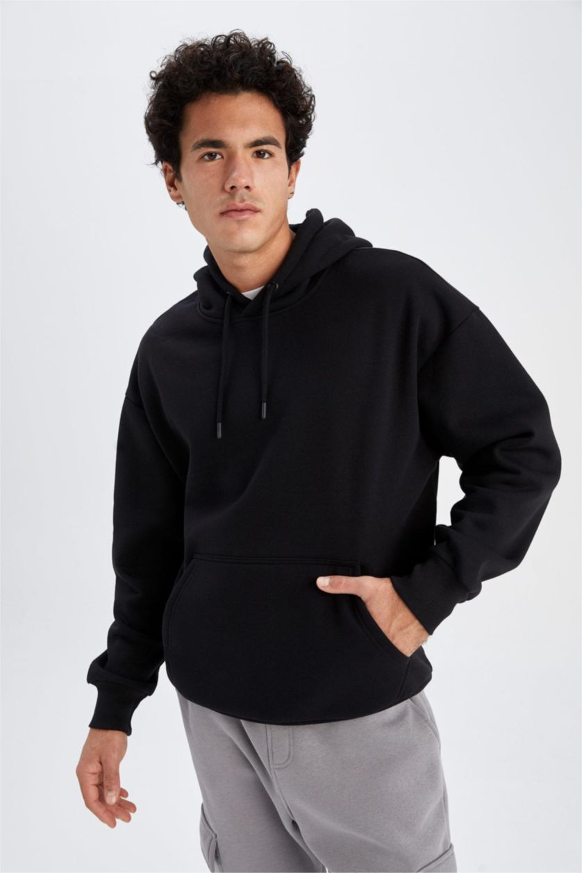 MAN Black Oversize Fit Hoodie Sweatshirt